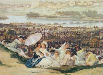 La Pradera de San Isidro (detalle de un grupo con un parasol)